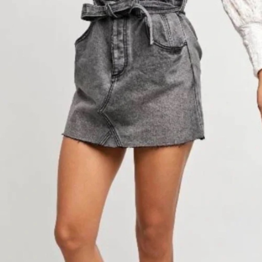 NWT FREE PEOPLE EAST OF EDEN MINI DENIM SKIRT washed black size 26 - Picture 4 of 9